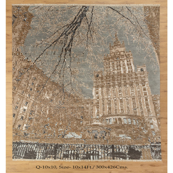 10x14 100% Hand Knotted Wool Rug | Painting Rug | Shritija Rugs | Abstract Rugs Online