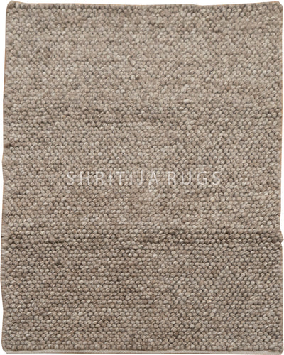 Brown Ivory Grey Multicolor Handwoven Wool Loop Handmade Rug