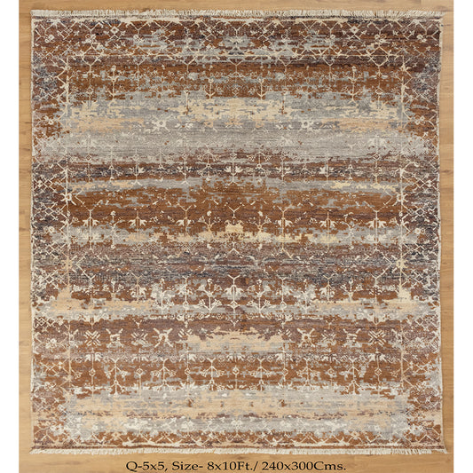 8x10 Luxe Anatolian Wool & Silk Distressed Vintage Look Rug | Shritija Rugs | Designer Rugs UK Online