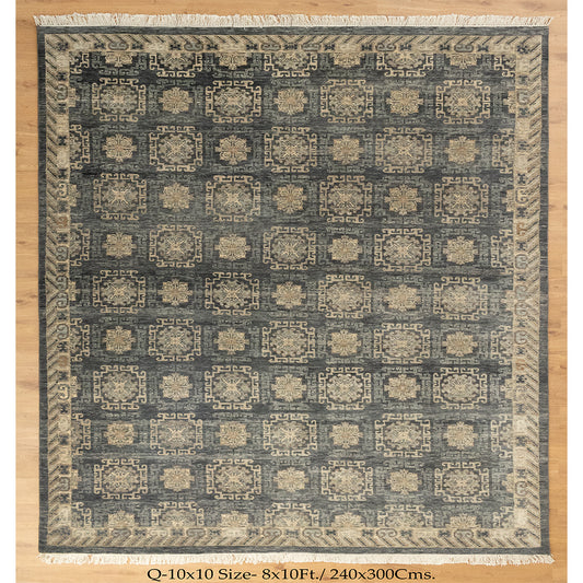 8x10 Majestic Modern Tribal Hand Knotted Grey Beige Area Rugs | Shritija Rugs | Best Carpet Living Room