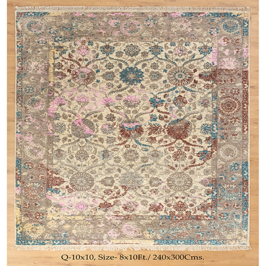 8x10 Colorful Turkish Persian Classic Hand knotted Transitional Rug | Shritija Rugs | Best Carpet Living Room
