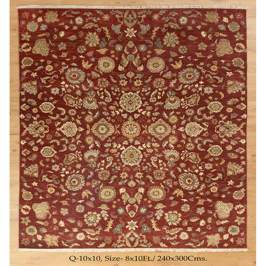 8x10 Sanguine Rust Classic vintage Oriental Woolen Rug | Shritija Rugs | Traditional Carpets Online