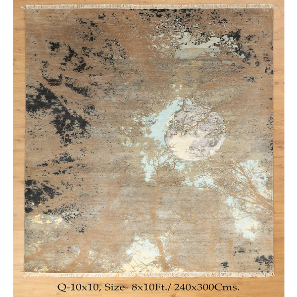 8x10 Omaxe Abstract Carpet Wool & Silk Modern Vintage Living Room Area Rug | Buy Online Carpet