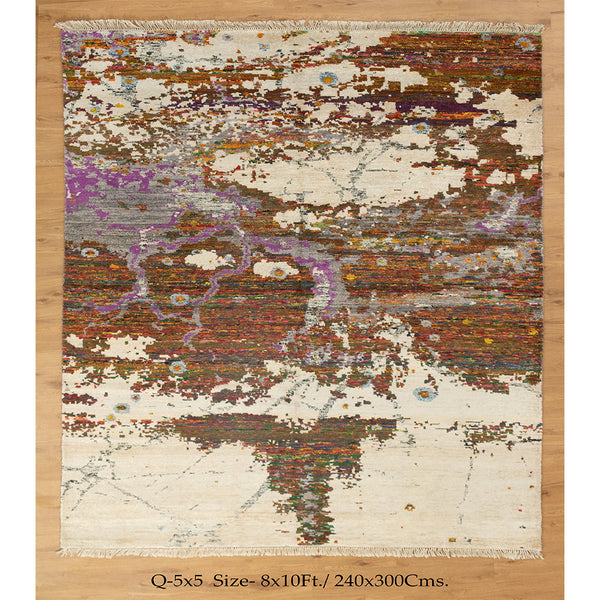 8x10 Erased Luxe Silk Ivory Modern designer Rug | Buy Cheap Rugs Online UK