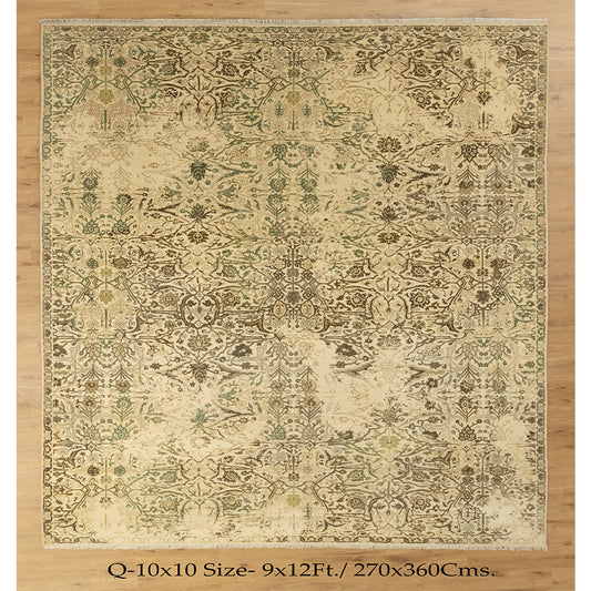 9x12 Zeigler Beige Floral Medallion Persian Style Turkish Woolen Rug | Shritija Rugs | Buy Online Carpet