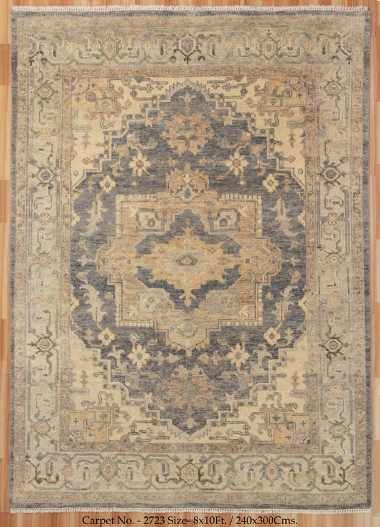 8x10 Vintage Oushak Area Hand knotted Rugs | Bedroom Turkish Muted Handmade Rugs | Traditional Persian Oriental Wool Rugs