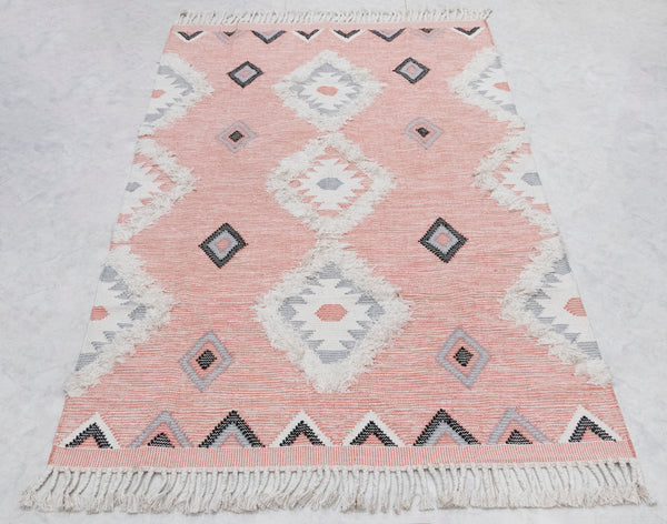 Pink Hand woven Moroccan Shag Rug
