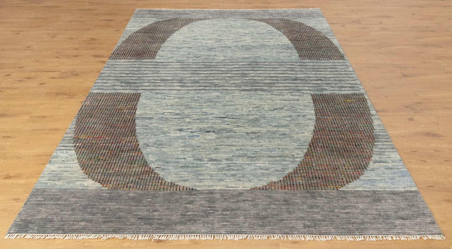 Gray Saree Silk Distressed look Handmade Vintage Rug