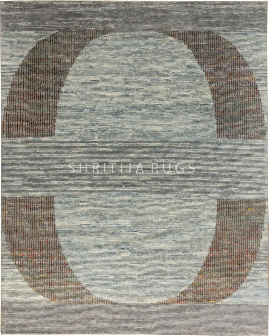 Gray Saree Silk Distressed look Handmade Vintage Rug