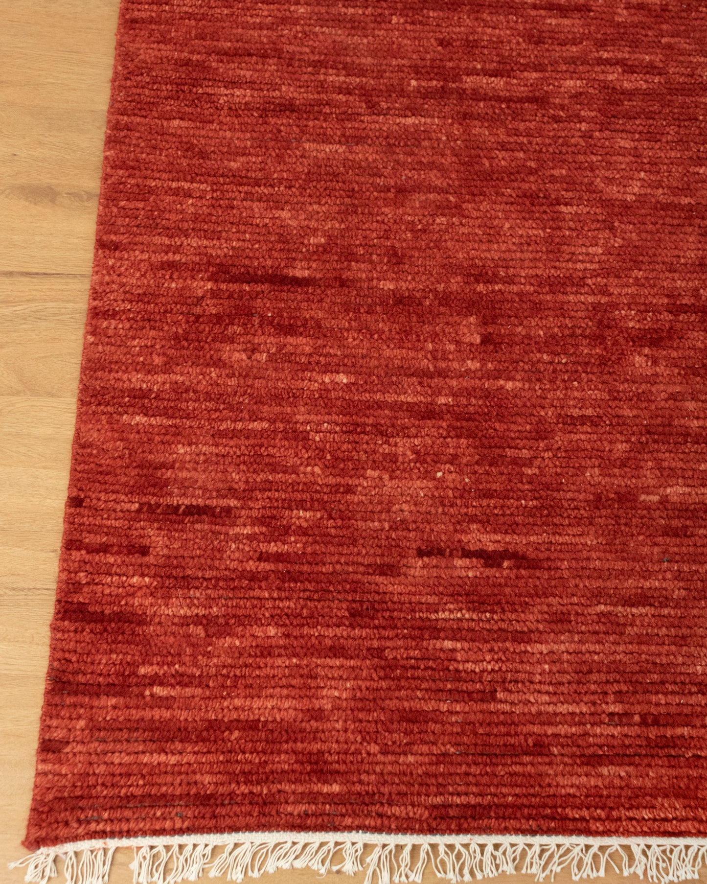 Solid Red Hand Knotted wool Rug