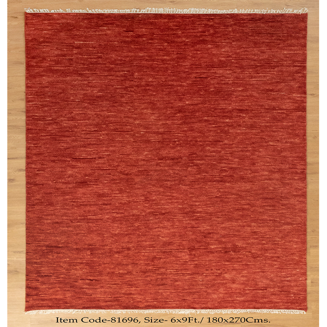 Solid Red Hand Knotted wool Rug