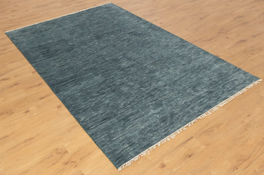 Bedroom Solid Gray Hand Knotted wool Rug
