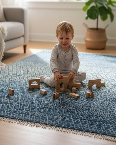 Denim blue Indo Savannah Soft Wool Rug