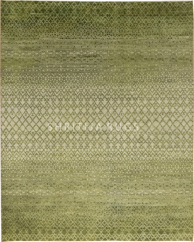 Green Bedroom Area Geometric Rug