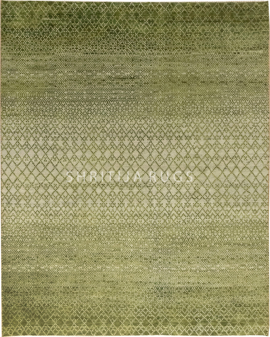 Green Bedroom Area Geometric Rug