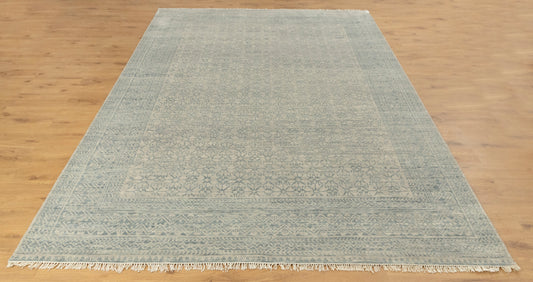 Gray Silver Floral Traditional Faded Color Hand Knotted Rug | Order Carpets Online UK | Shritija Rugs