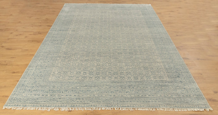 Gray Silver Floral Traditional Faded Color Hand Knotted Rug | Order Carpets Online UK | Shritija Rugs
