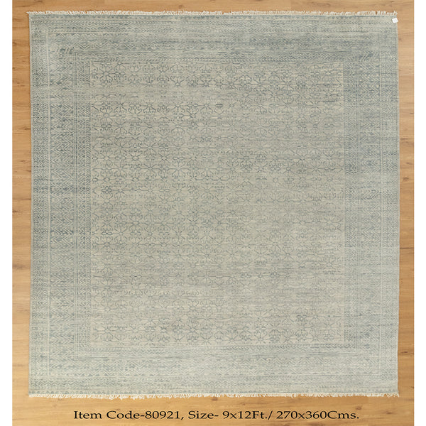 Gray Silver Floral Traditional Faded Color Hand Knotted Rug | Order Carpets Online UK | Shritija Rugs
