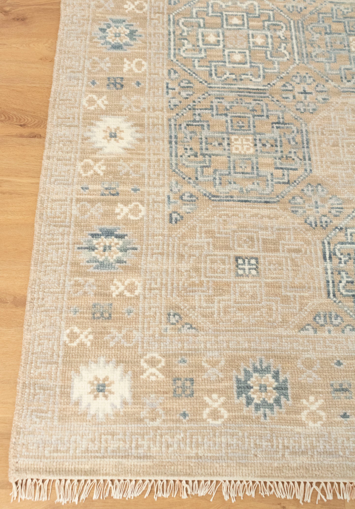 Khotan Faded Ivory Turkish Hand knotted Rug