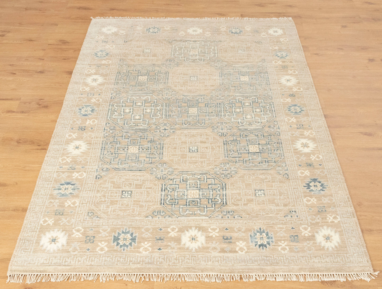 Khotan Faded Ivory Turkish Hand knotted Rug