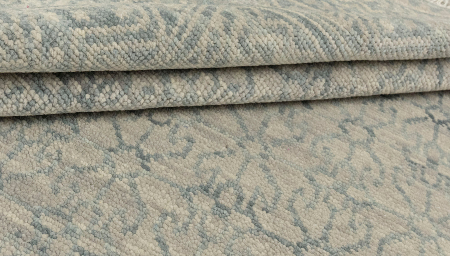 Gray Silver Floral Traditional Faded Color Hand Knotted Rug | Order Carpets Online UK | Shritija Rugs