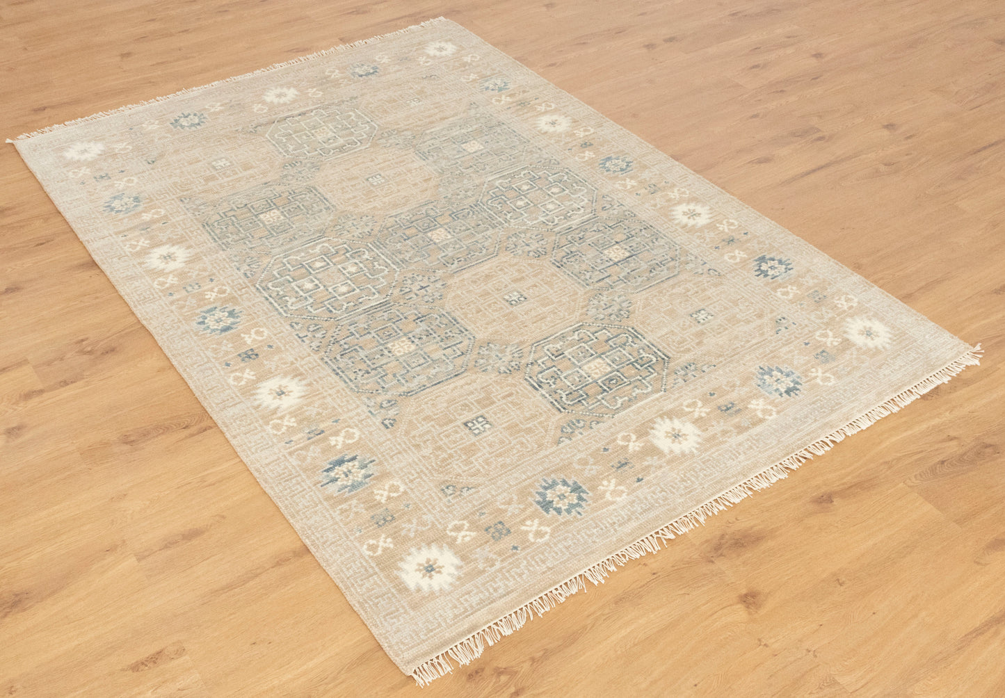 Khotan Faded Ivory Turkish Hand knotted Rug