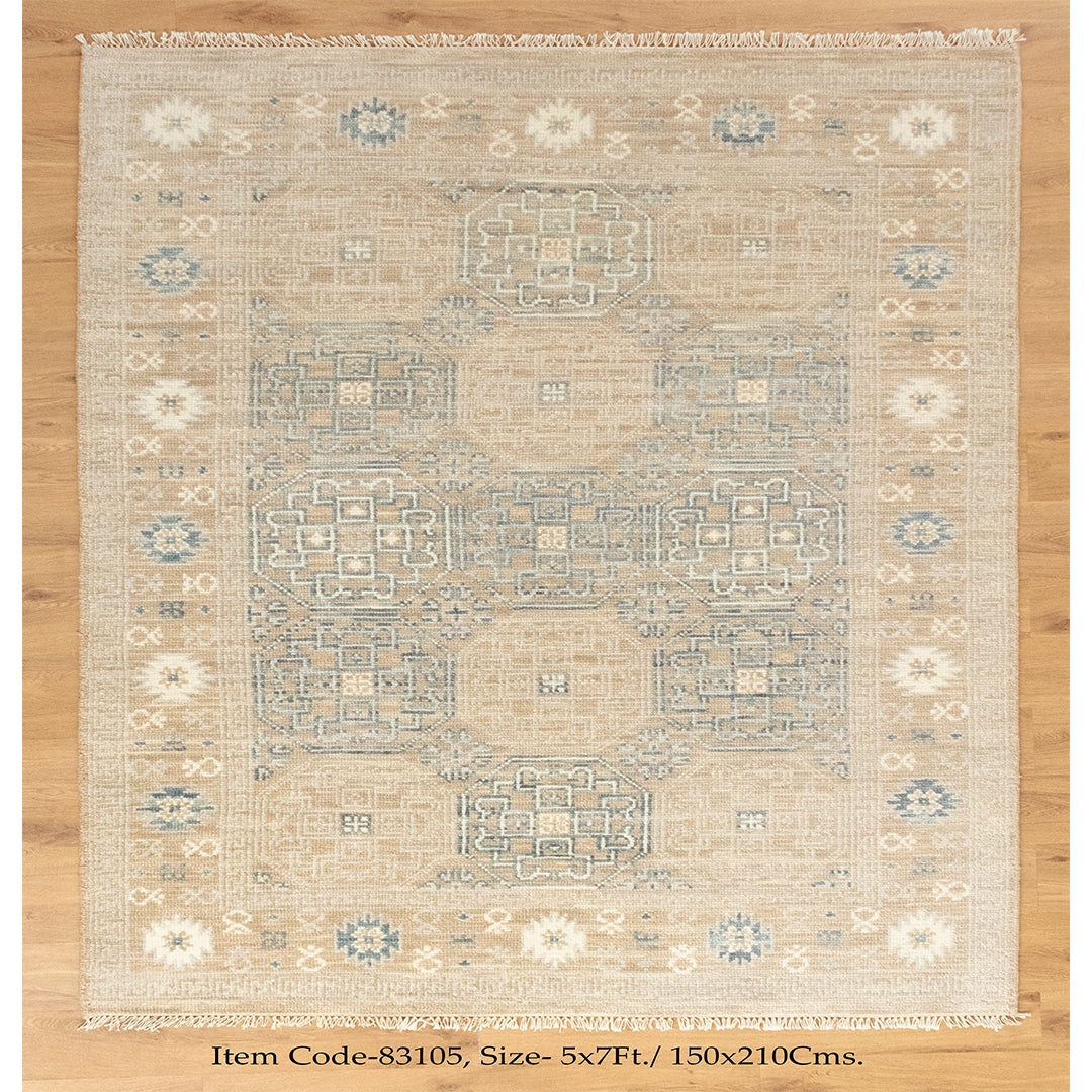 Khotan Faded Ivory Turkish Hand knotted Rug