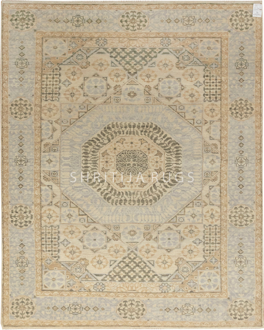Muted Hand knotted Mamluk Design Rug: Timeless Design Meets Modern Aesthetics