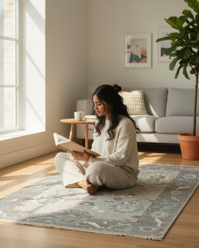 Paisley Hand-Knotted Oushak Rug: The Perfect Centerpiece for Your Room