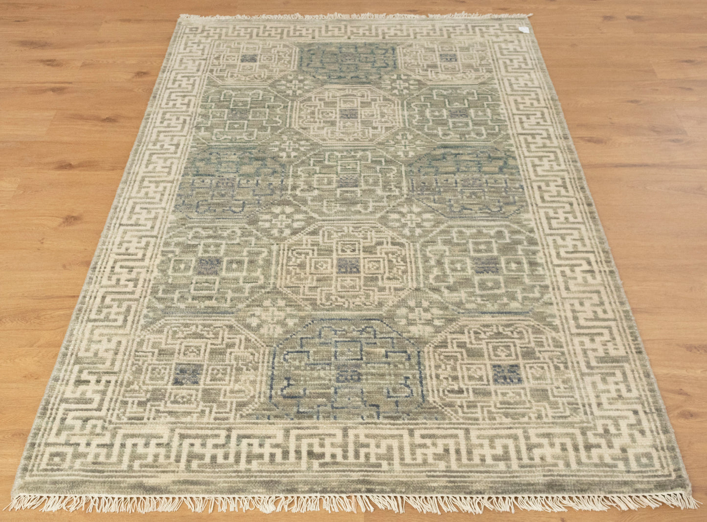 Mamluk Grey Ivory Vintage Hand knotted Rug
