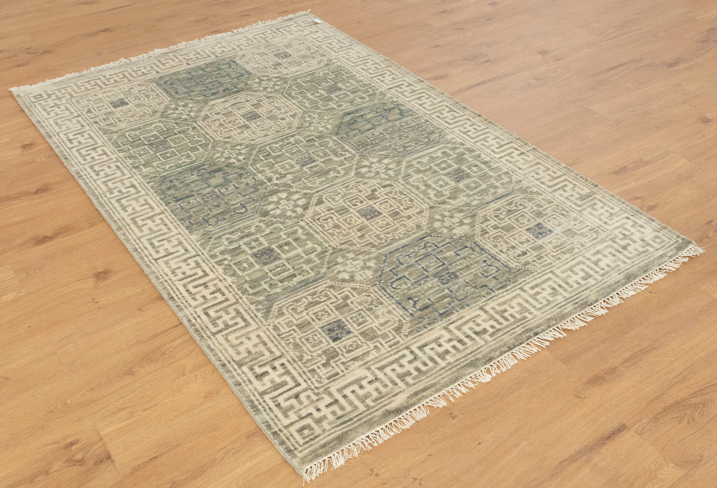 Mamluk Grey Ivory Vintage Hand knotted Rug