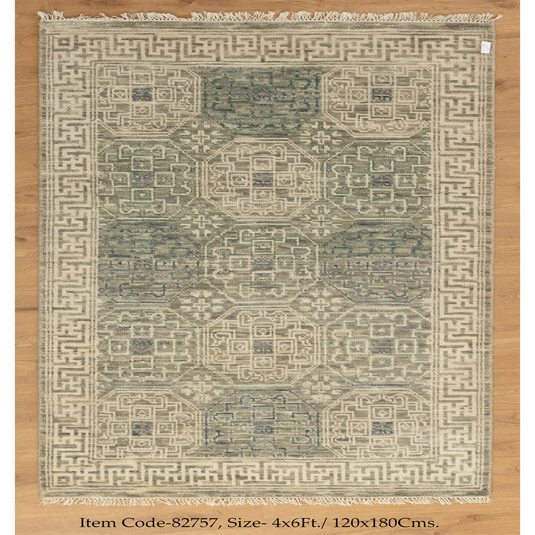 Mamluk Grey Ivory Vintage Hand knotted Rug