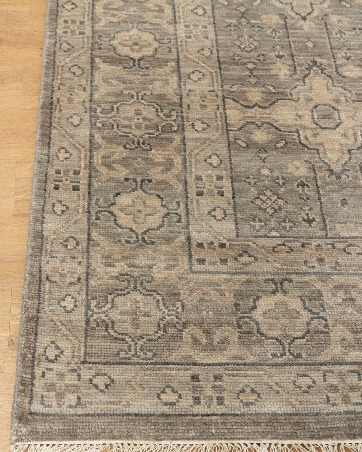 Taupe Floral Gray Trbal Turkish Muted Look Rug