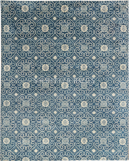 Blue Exquisite Hand-Knotted Oushak Rug: Perfect for Modern Homes