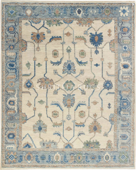 Modern Oushak Rug: Hand-Knotted with Care and Precision