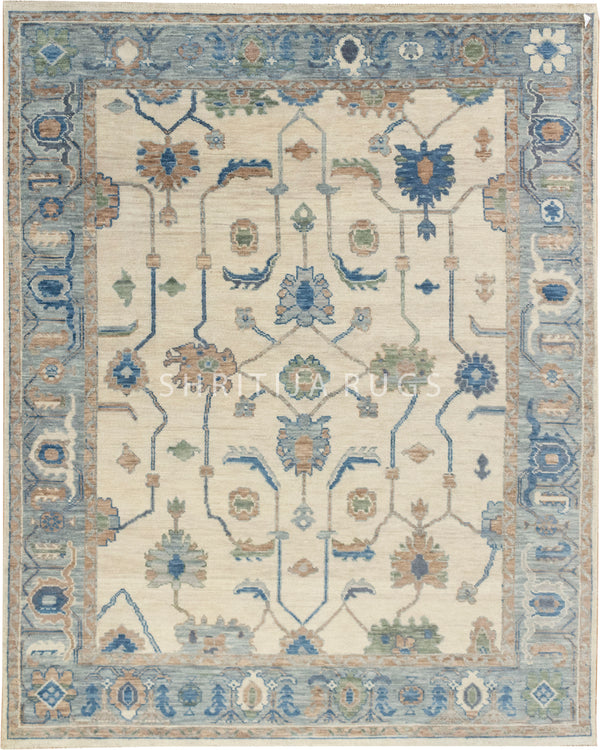 Modern Oushak Rug: Hand-Knotted with Care and Precision