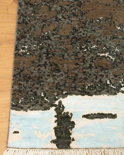 8x10 High Quality Green Grey Abstract Painting Rug for Bedroom | Shritija Rugs