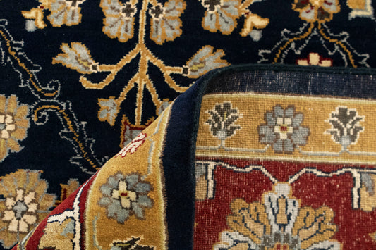 8x10 Aalam Blue Rust Hand knotted Wool Modern Tribal Classic Rug | Shritija Rugs | Order Rug Online