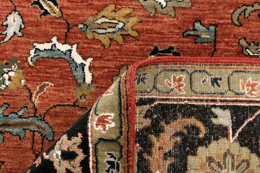 8x10 Heriz Rust Black Classic oriental Turkish Persian Handmade Woolen Rug | Shritija Rugs | Traditional Carpets Online