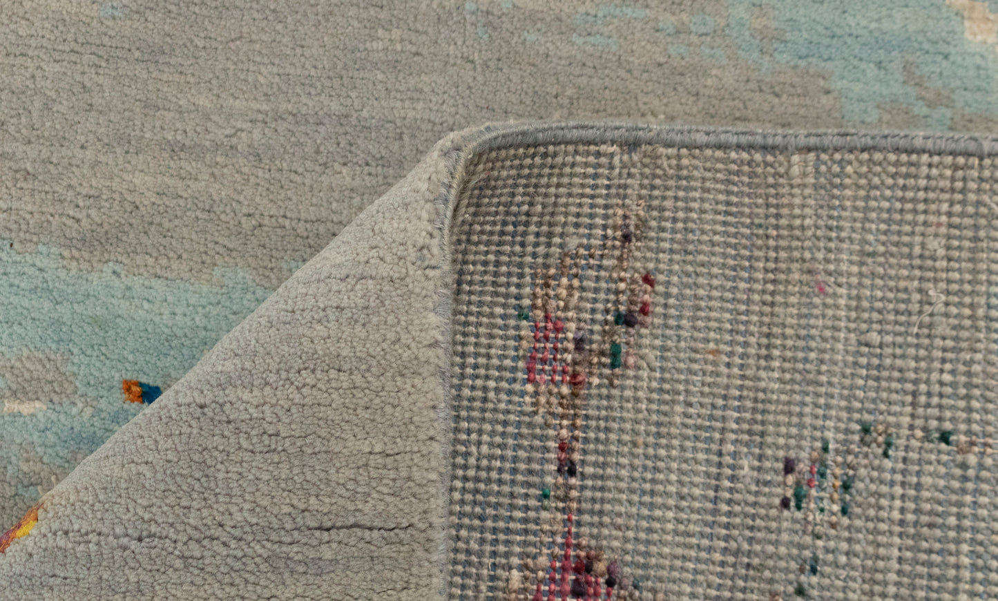 8x10 Unstring Earth Grey Abstract Soft Pile Wool Silk Rug