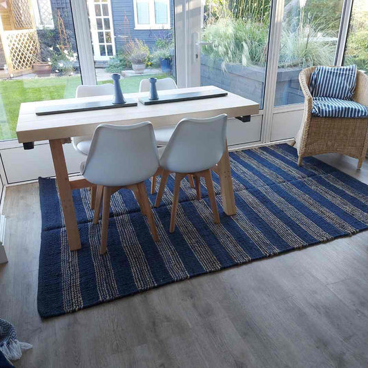 Boho Chic Jute Stripe Rug - Stylish and Sustainable Floor Decor | Designer Rugs for Living Room