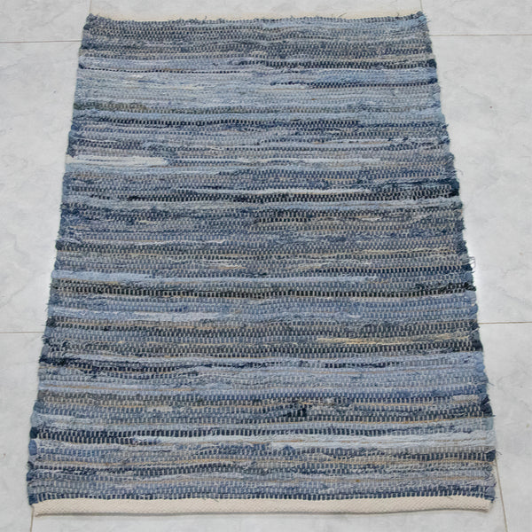 Blue Denim Cotton Kilim Rug