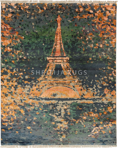 6x9 Buy Eiffel Tower Handmade Woolen Carpet