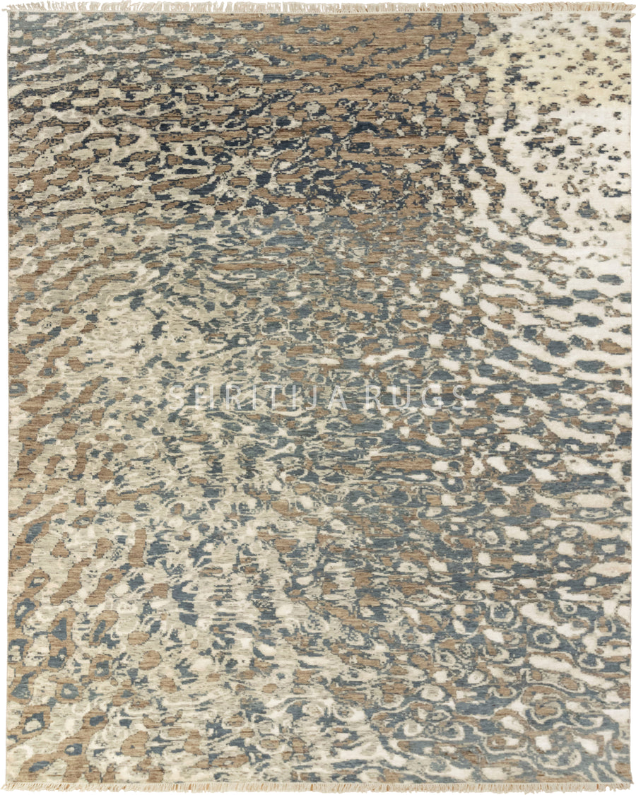 9x12 Zebra Pattern Ivory Brown hand knotted Large Area Rug For Living Room