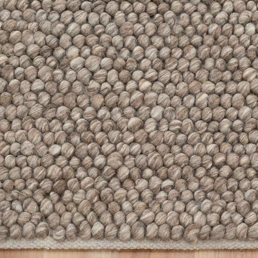 Brown Ivory Grey Multicolor Handwoven Wool Loop Handmade Rug