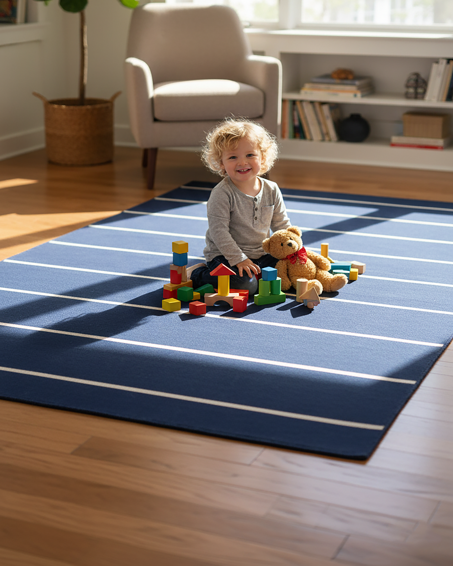 Navy Blue Hand Knotted Weave Dhurrie Rug....