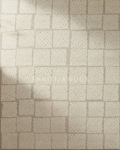 Sandstone Check Rug | Hand Tufted Wool Silk Rug