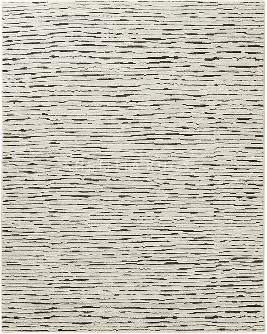 Hand Knotted Wool Rug Ivory Black Geometric Morrocan rugs Carpet