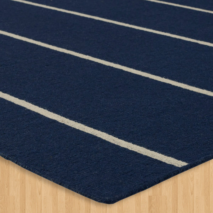 Navy Blue Hand Knotted Weave Dhurrie - Shritija Rugs