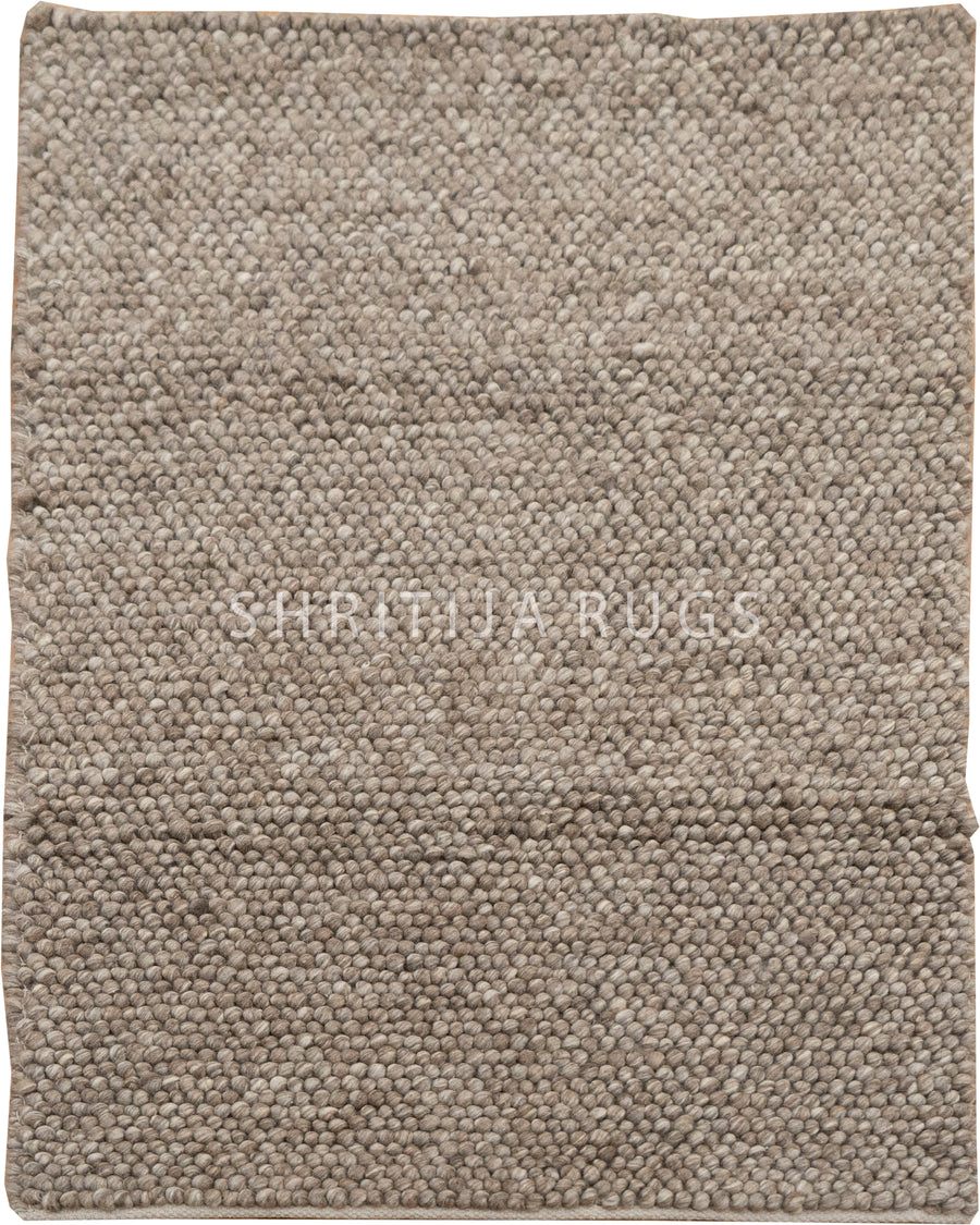 Brown Ivory Grey Multicolor Handwoven Wool Loop Handmade Rug